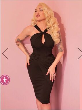 Vixen Micheline Pitt GOLDEN ERA WIGGLE DRESS IN BLACK L